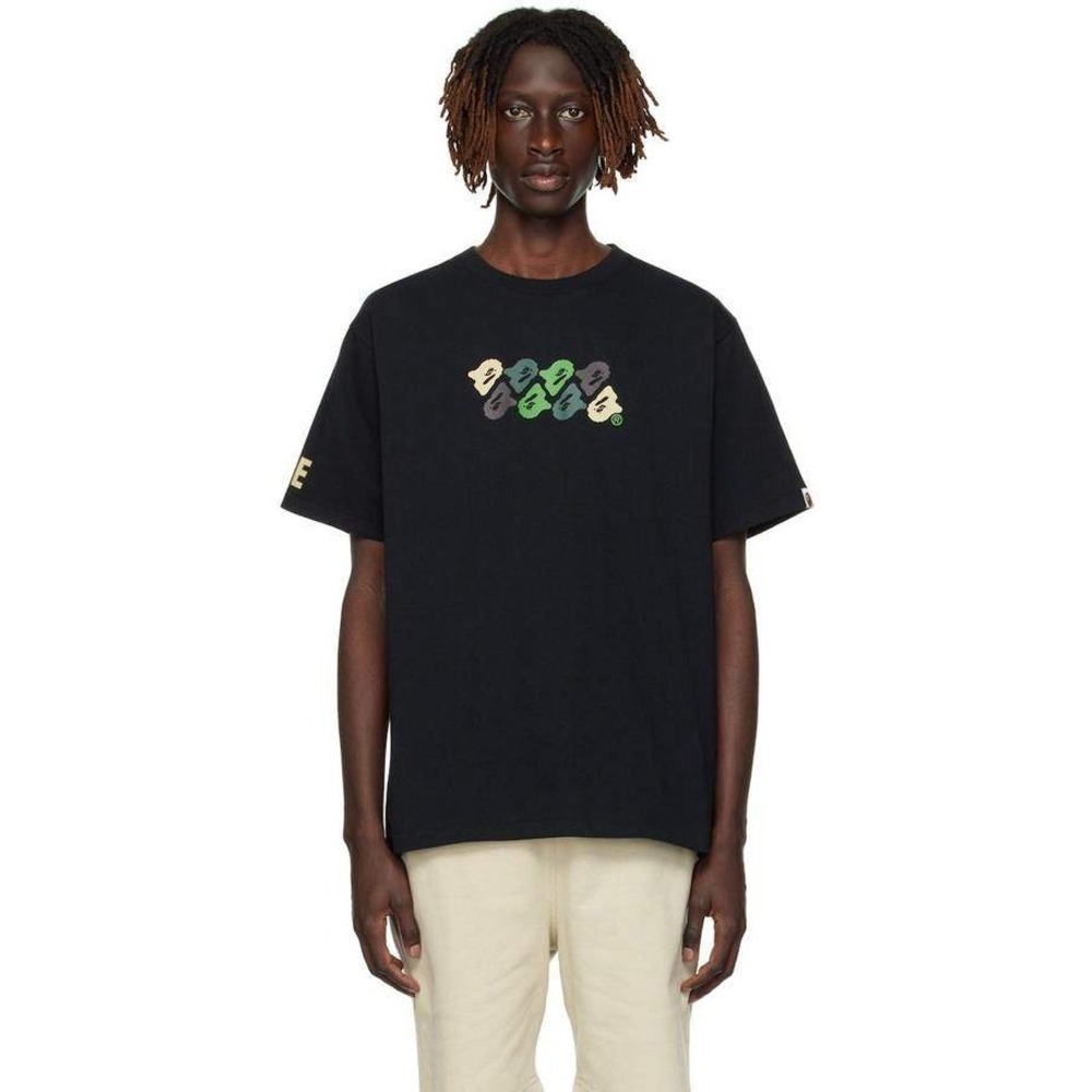 A Bathing Ape BAPE Multi Ape Head Logo Graphic T-Shirt Black Men's Small RARE